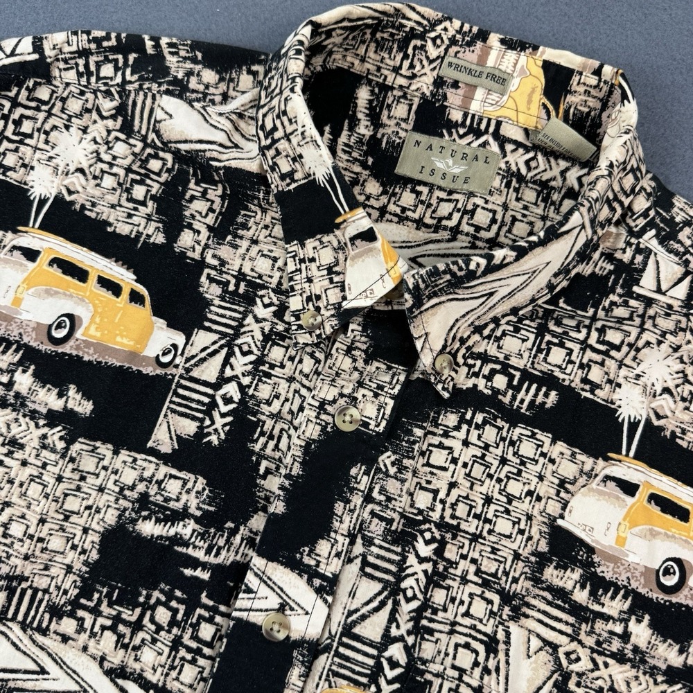 NATURAL ISSUE Mens Short Sleeve‎ Button down AOP Beach Wagon Palms - XXL